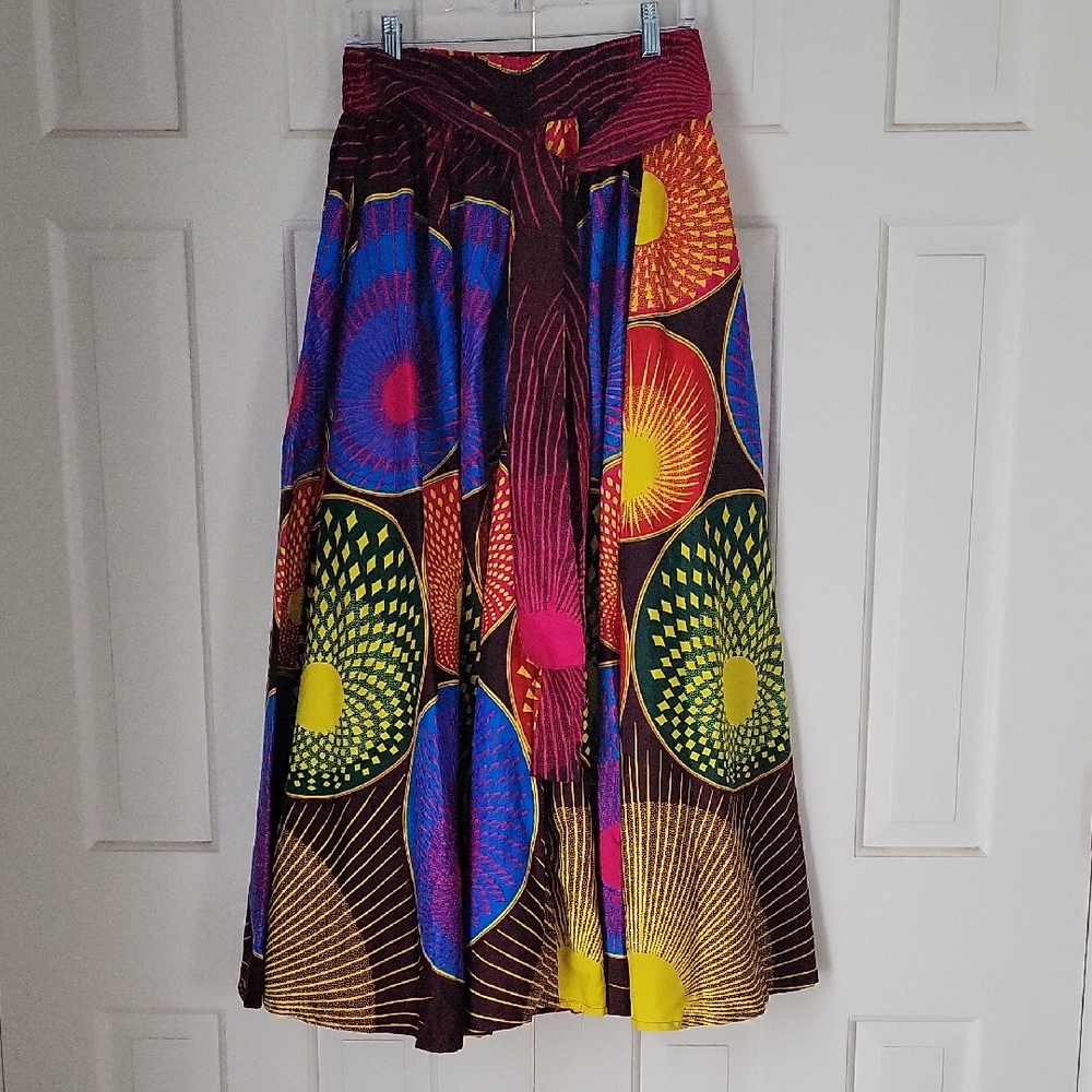 Laddi womens multicolor maxi circle skirt sz Small see description tribal